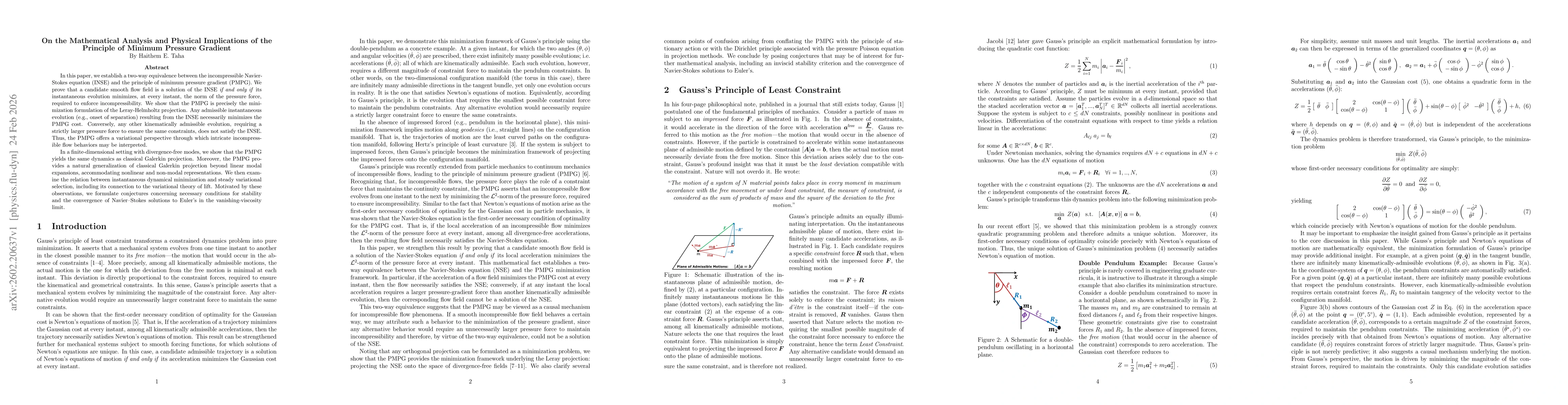 Thumbnail for On the Mathematical Analysis and Physical Implications of the Principle of Minimum Pressure Gradient