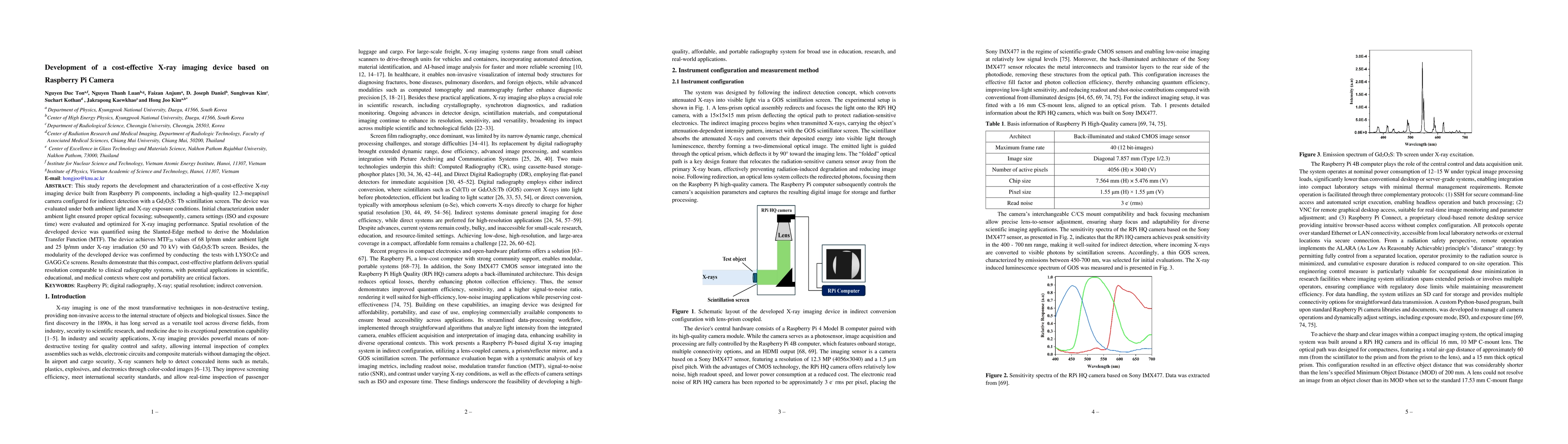 Thumbnail for Development of a cost-effective X-ray imaging device based on Raspberry Pi Camera