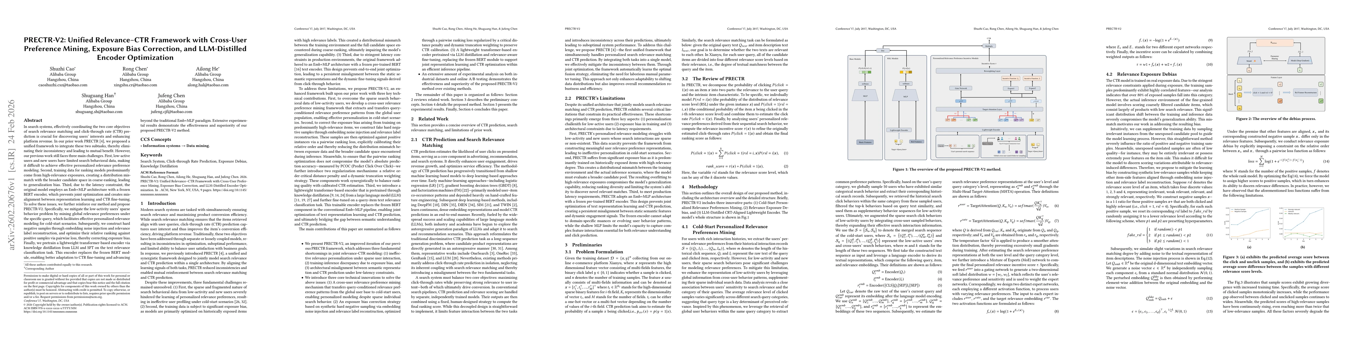 Thumbnail for PRECTR-V2:Unified Relevance-CTR Framework with Cross-User Preference Mining, Exposure Bias Correction, and LLM-Distilled Encoder Optimization