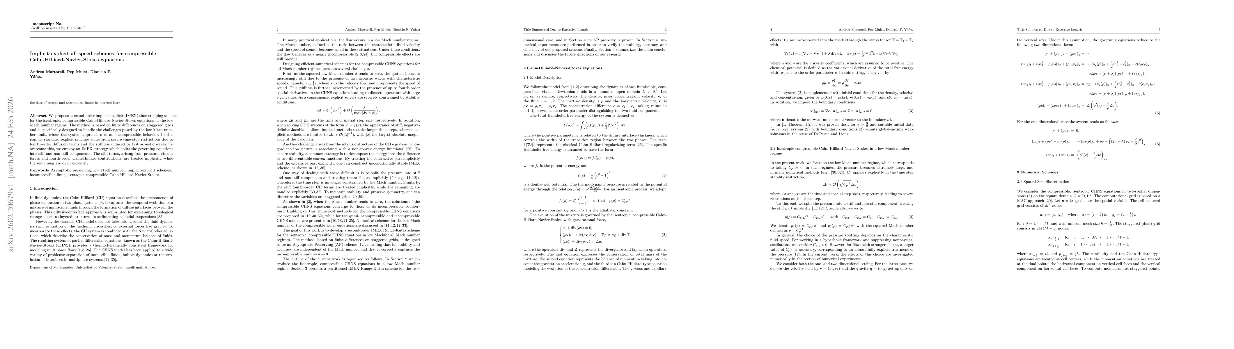 Thumbnail for Implicit-explicit all-speed schemes for compressible Cahn-Hilliard-Navier-Stokes equations
