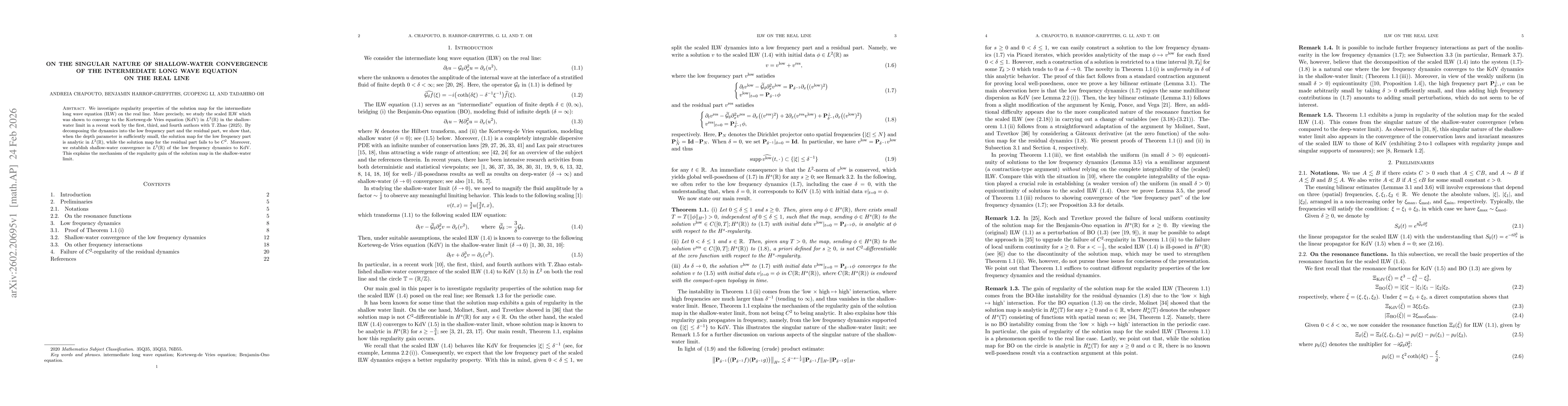 Thumbnail for On the singular nature of shallow-water convergence of the intermediate long wave equation on the real line