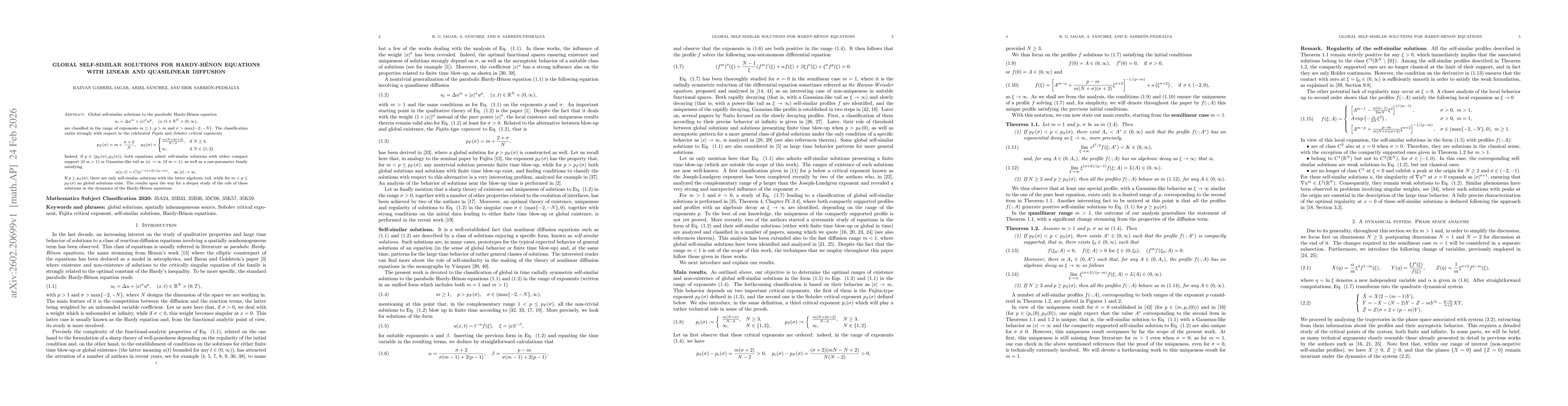 Thumbnail for Global self-similar solutions for Hardy-Hénon equations with linear and quasilinear diffusion