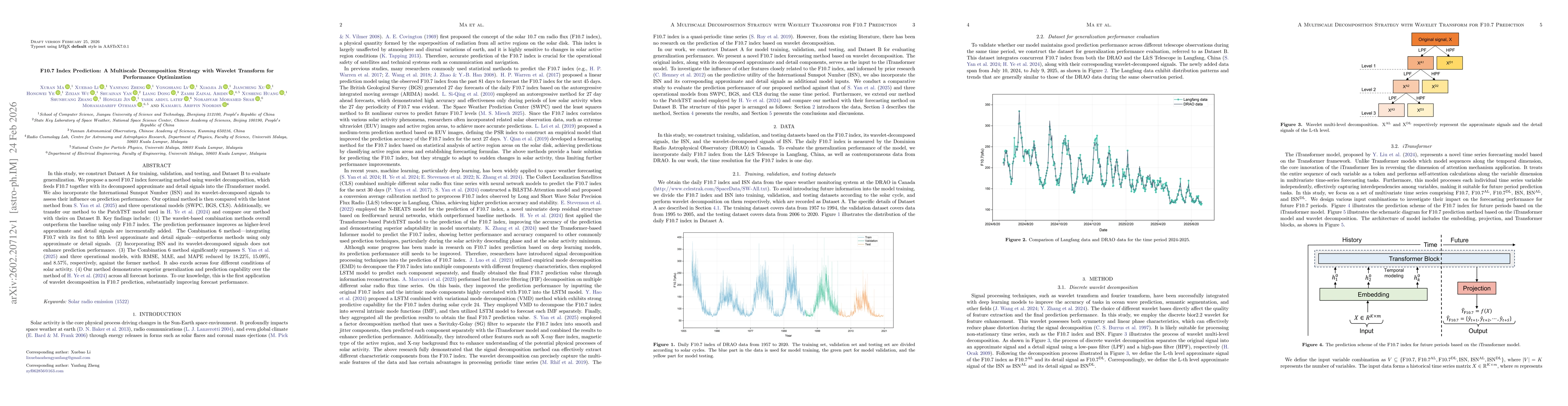 Thumbnail for F10.7 Index Prediction: A Multiscale Decomposition Strategy with Wavelet Transform for Performance Optimization