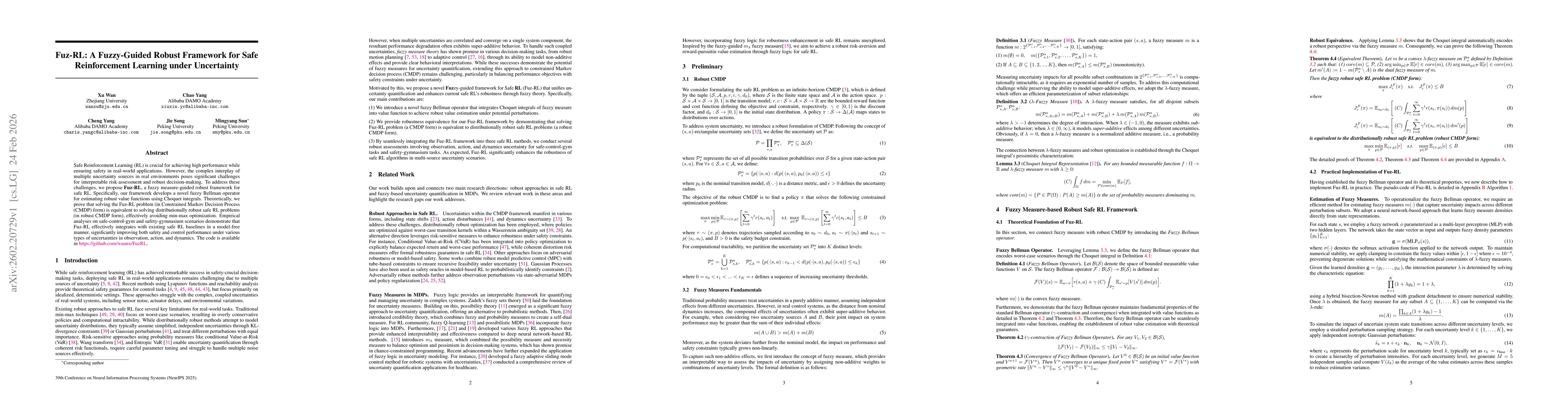 Thumbnail for Fuz-RL: A Fuzzy-Guided Robust Framework for Safe Reinforcement Learning under Uncertainty