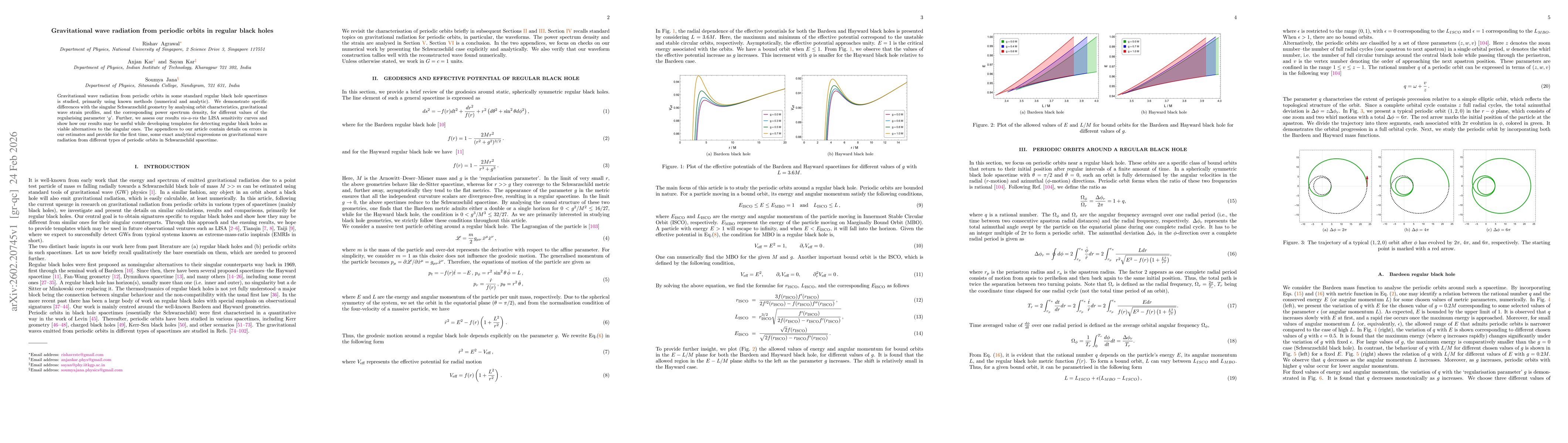 Thumbnail for Gravitational wave radiation from periodic orbits in regular black holes