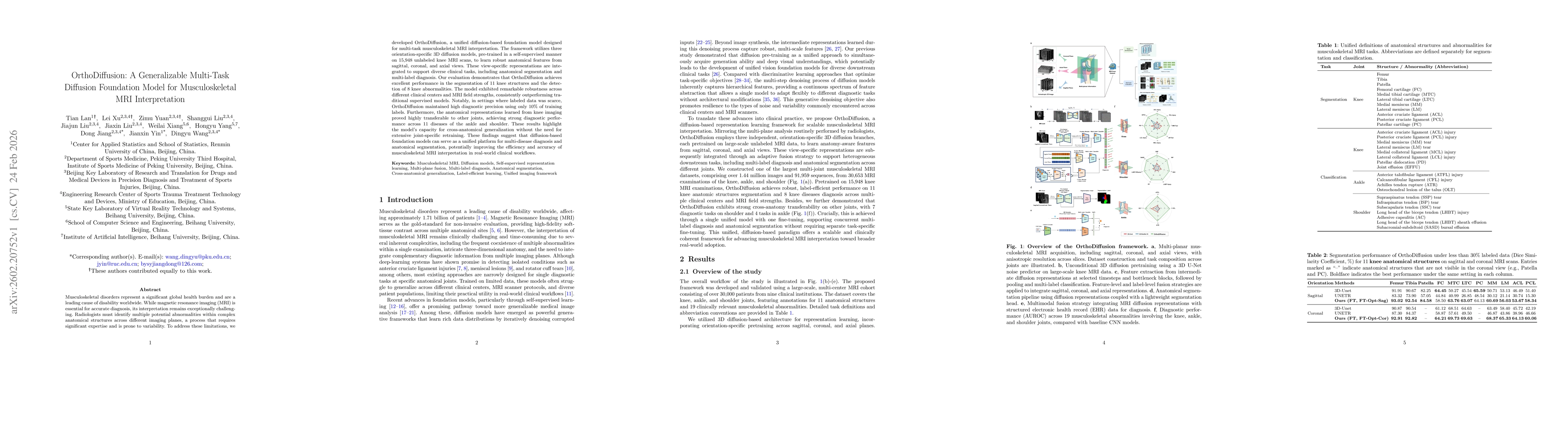 Thumbnail for OrthoDiffusion: A Generalizable Multi-Task Diffusion Foundation Model for Musculoskeletal MRI Interpretation