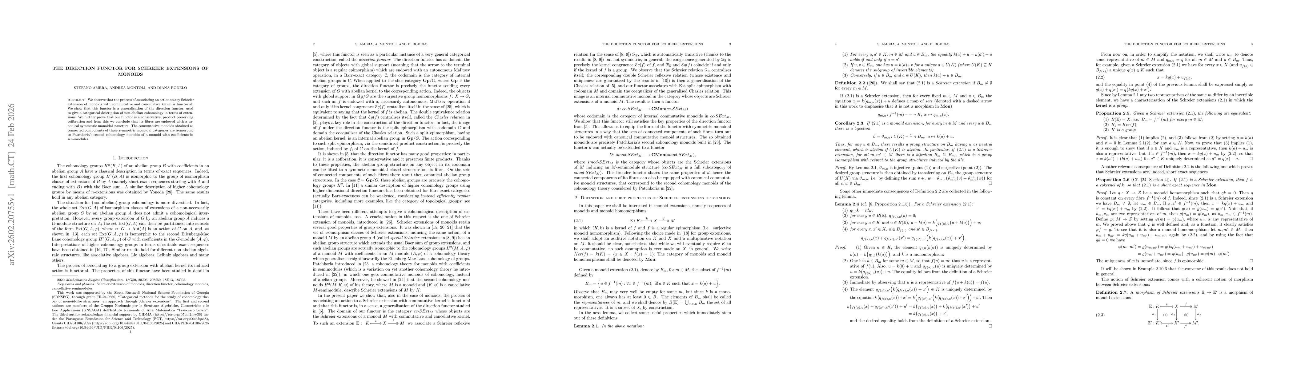 Thumbnail for The direction functor for Schreier extensions of monoids