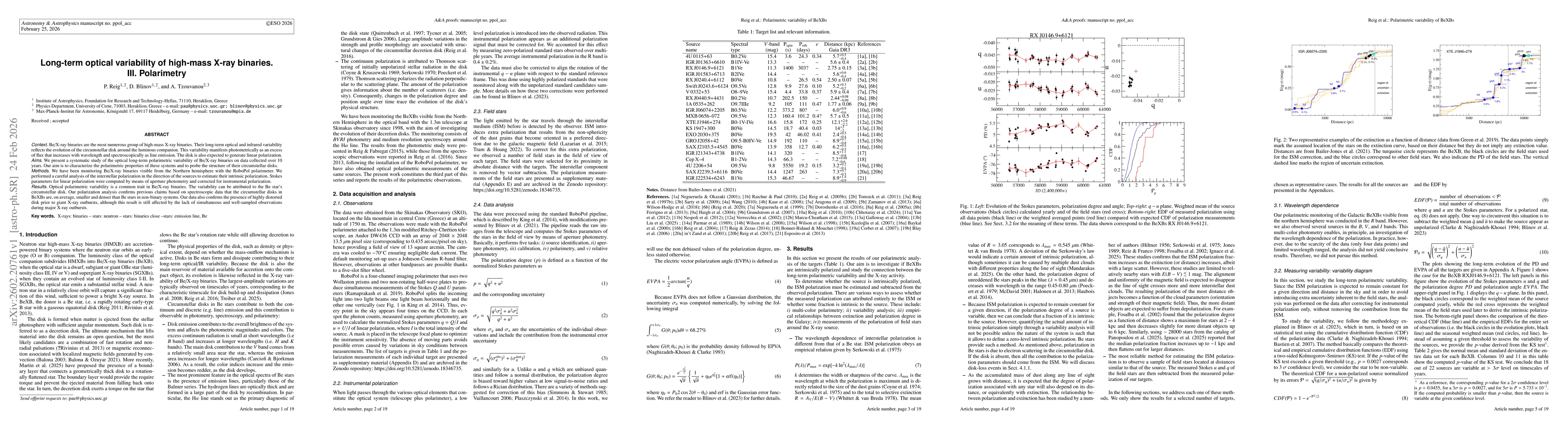 Thumbnail for Long-term optical variability of high-mass X-ray binaries. III. Polarimetry