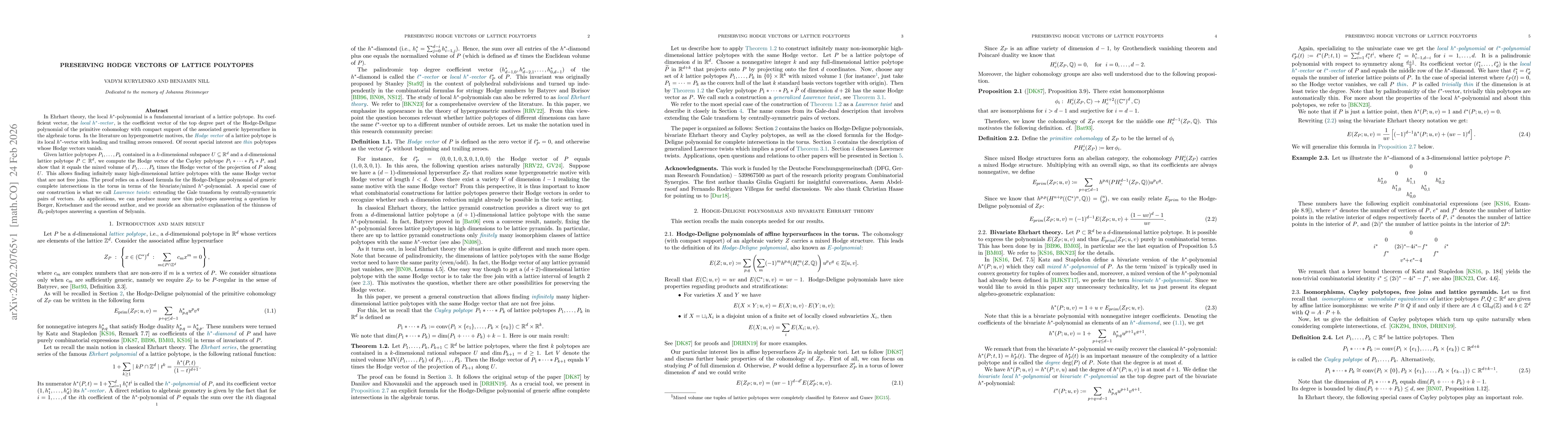 Thumbnail for Preserving Hodge Vectors of Lattice Polytopes