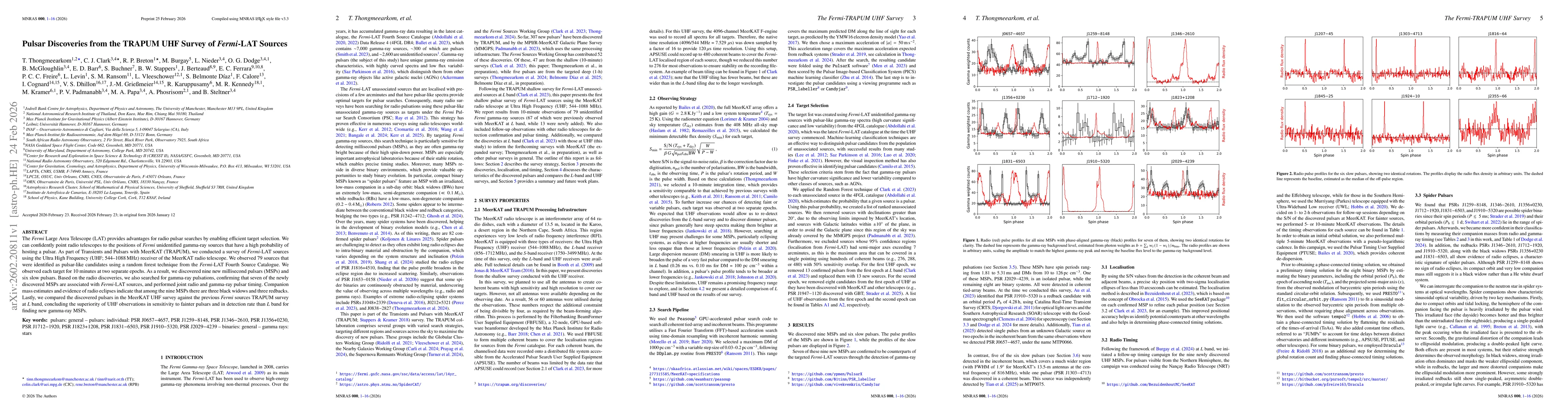 Thumbnail for Pulsar Discoveries from the TRAPUM UHF Survey of Fermi-LAT Sources