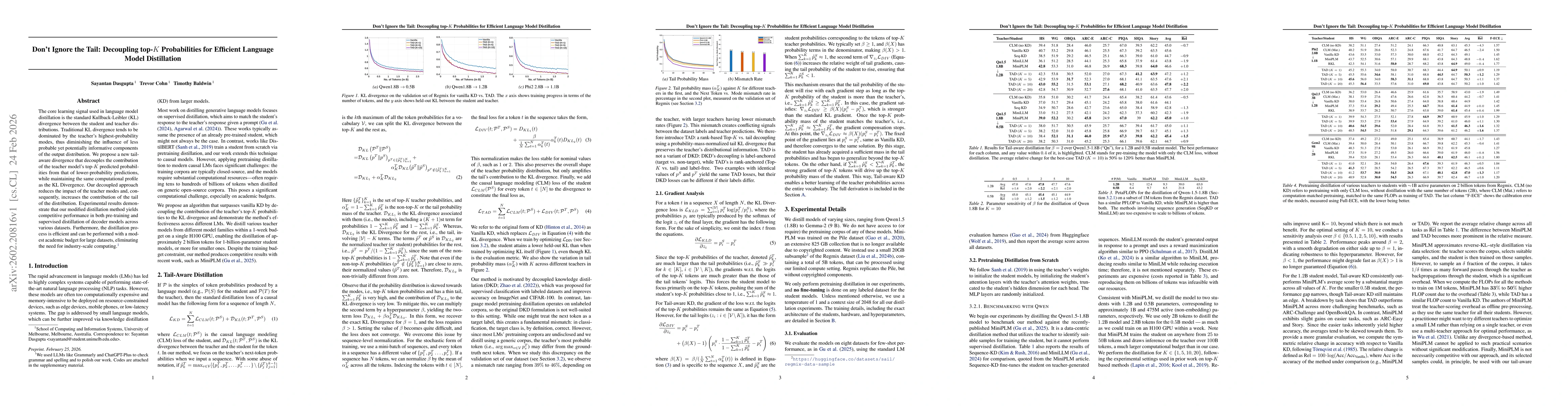 Thumbnail for Don't Ignore the Tail: Decoupling top-K Probabilities for Efficient Language Model Distillation