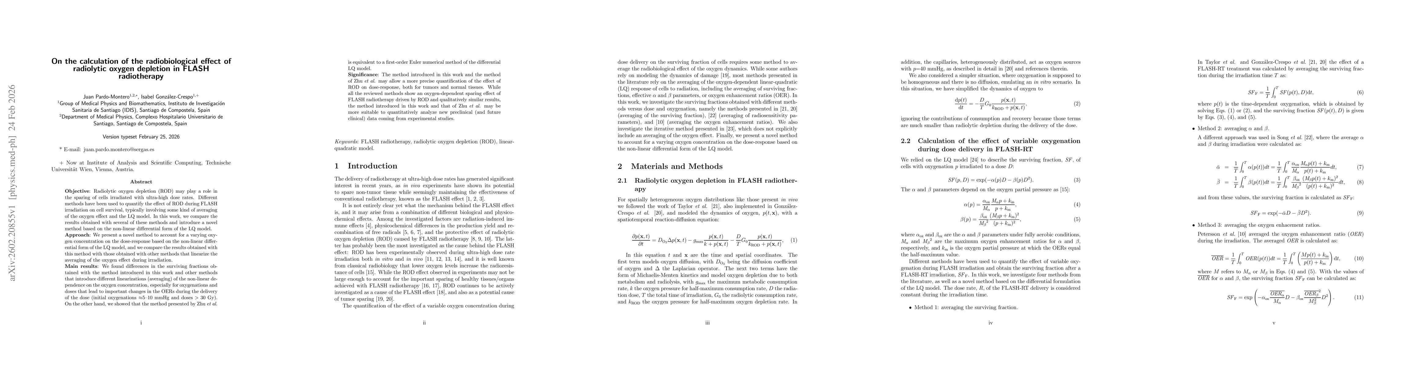 Thumbnail for On the calculation of the radiobiological effect of radiolytic oxygen depletion in FLASH radiotherapy