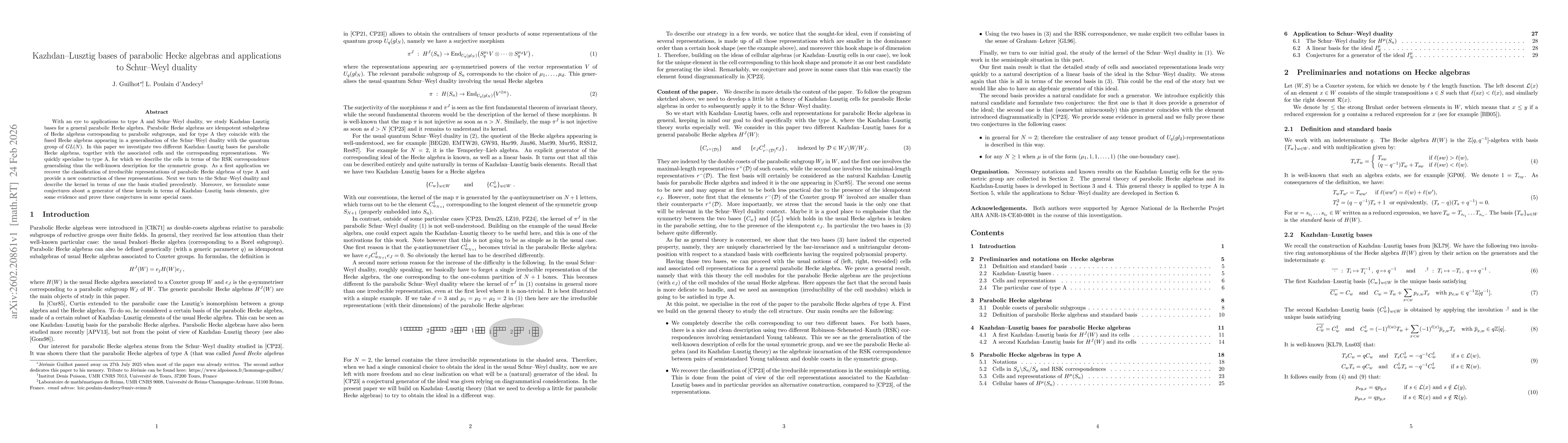 Thumbnail for Kazhdan-Lusztig bases of parabolic Hecke algebras and applications to Schur-Weyl duality