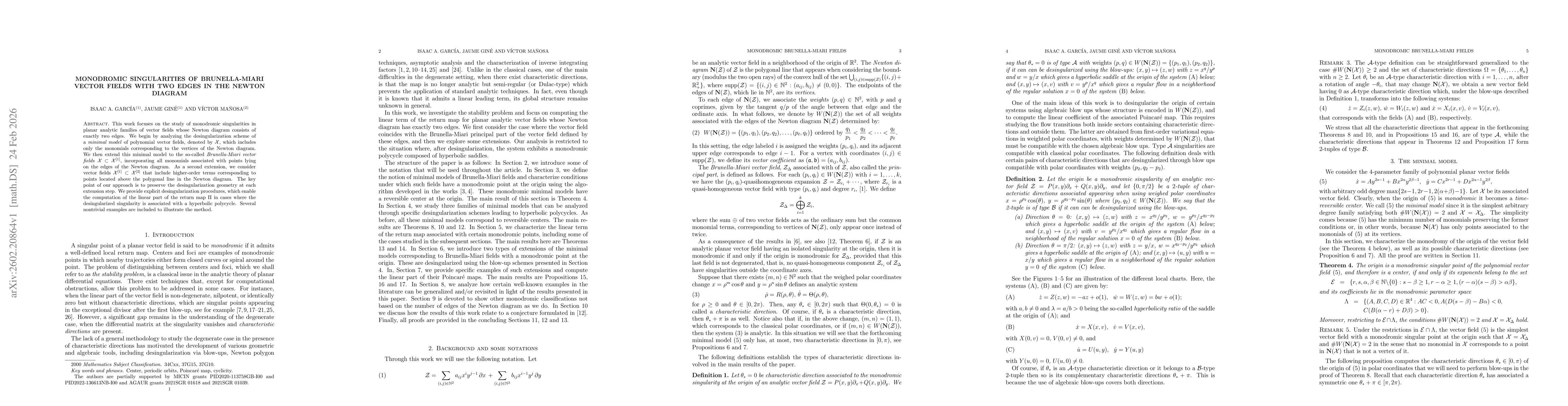 Thumbnail for Monodromic singularities of Brunella-Miari vector fields with two edges in the Newton diagram