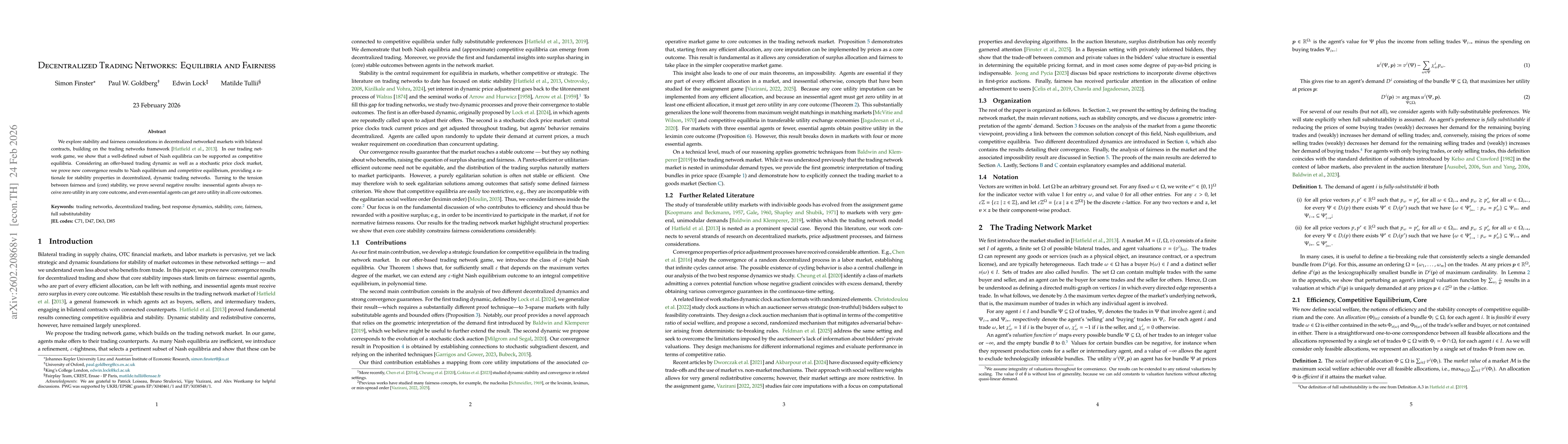 Thumbnail for Decentralized Trading Networks: Equilibria and Fairness