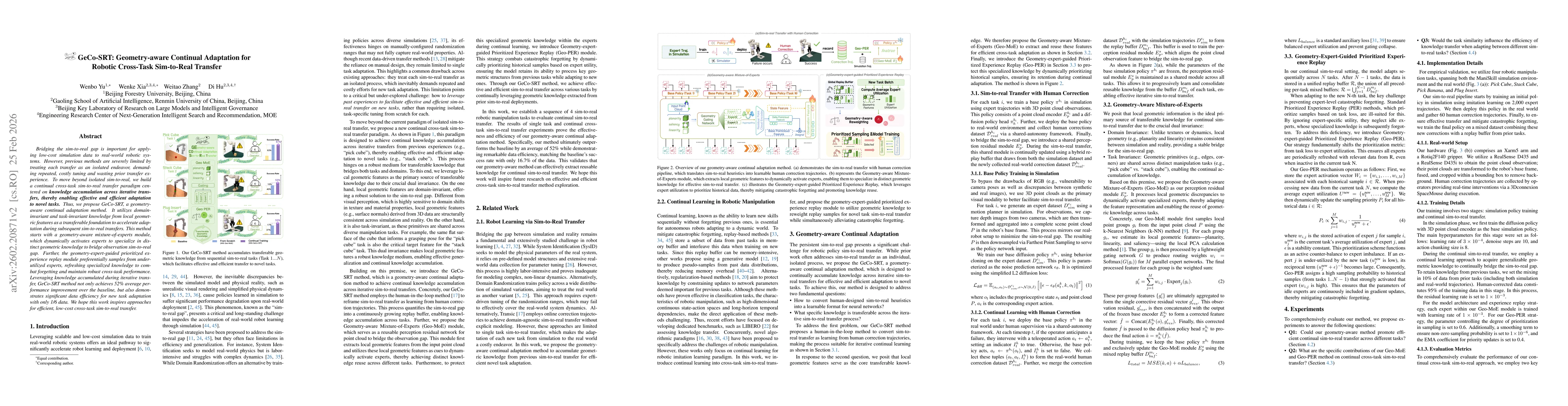 Thumbnail for GeCo-SRT: Geometry-aware Continual Adaptation for Robotic Cross-Task Sim-to-Real Transfer