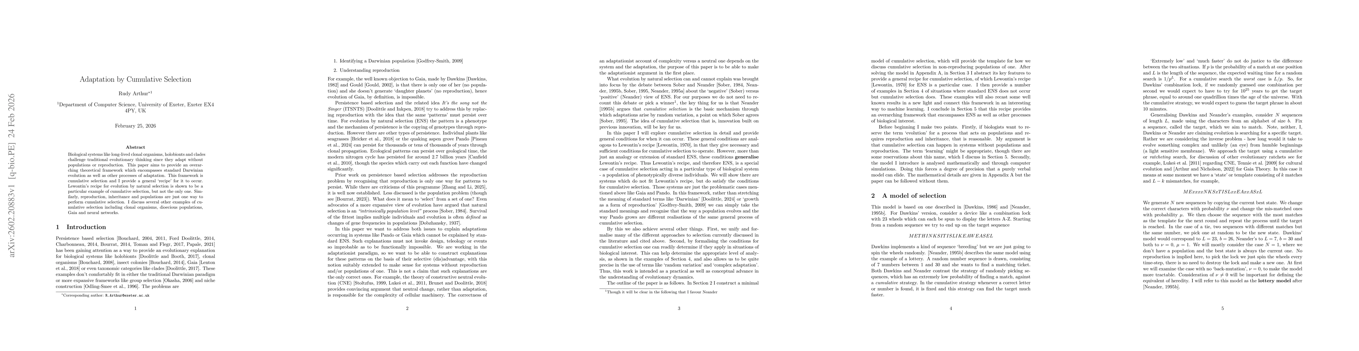 Thumbnail for Adaptation by Cumulative Selection
