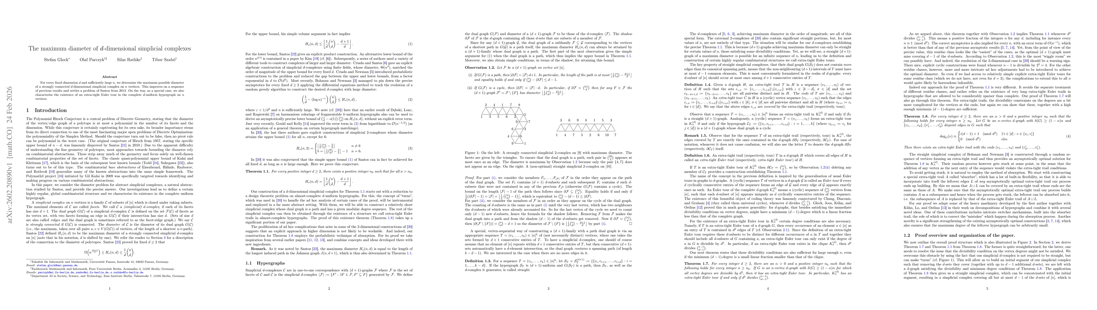 Thumbnail for The maximum diameter of $d$-dimensional simplicial complexes