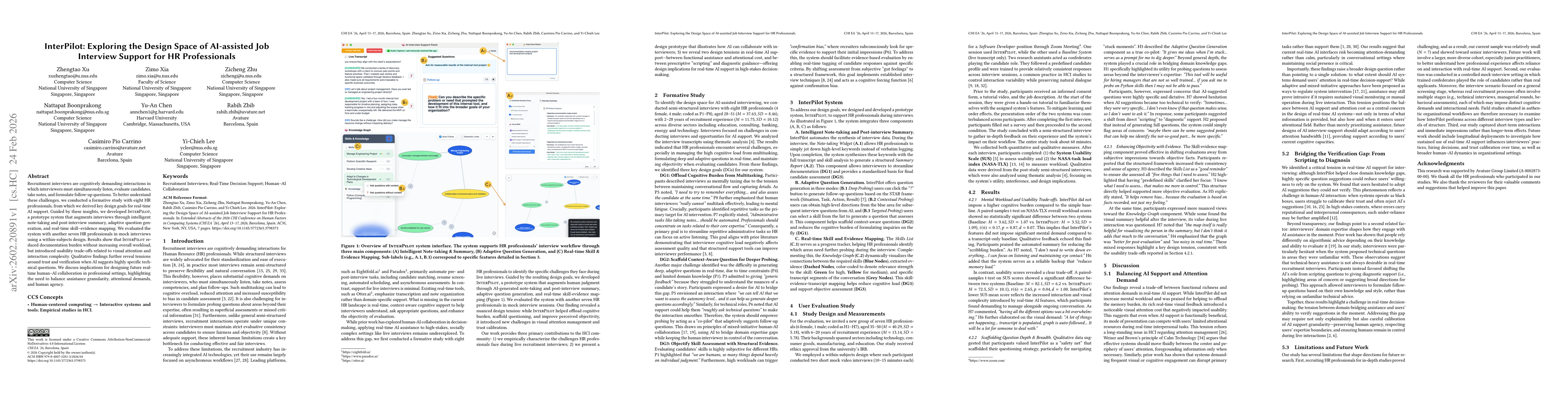 Thumbnail for InterPilot: Exploring the Design Space of AI-assisted Job Interview Support for HR Professionals