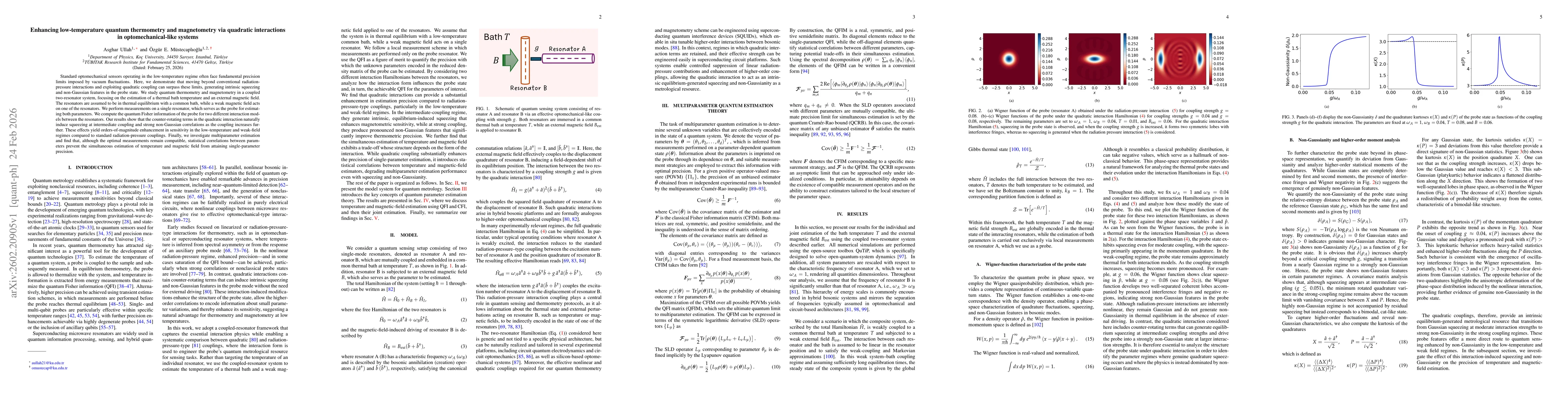 Thumbnail for Enhancing low-temperature quantum thermometry and magnetometry via quadratic interactions in optomechanical-like systems