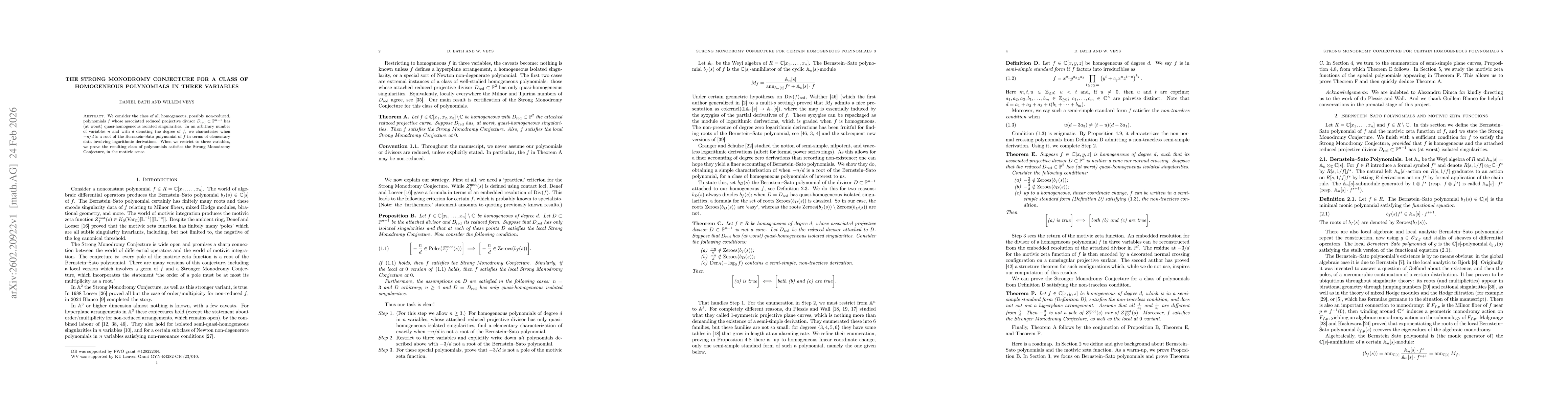 Thumbnail for The Strong Monodromy Conjecture for a class of homogeneous polynomials in three variables