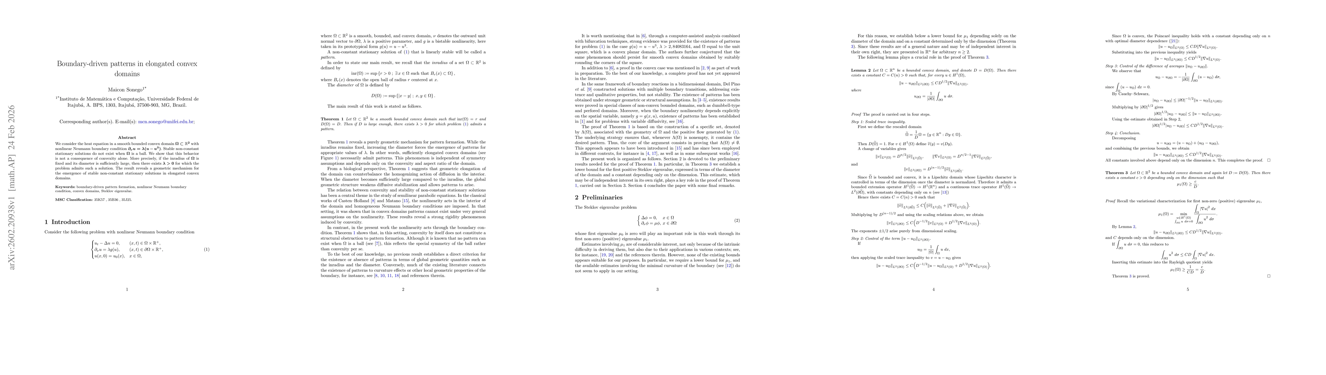 Thumbnail for Boundary-driven patterns in elongated convex domains