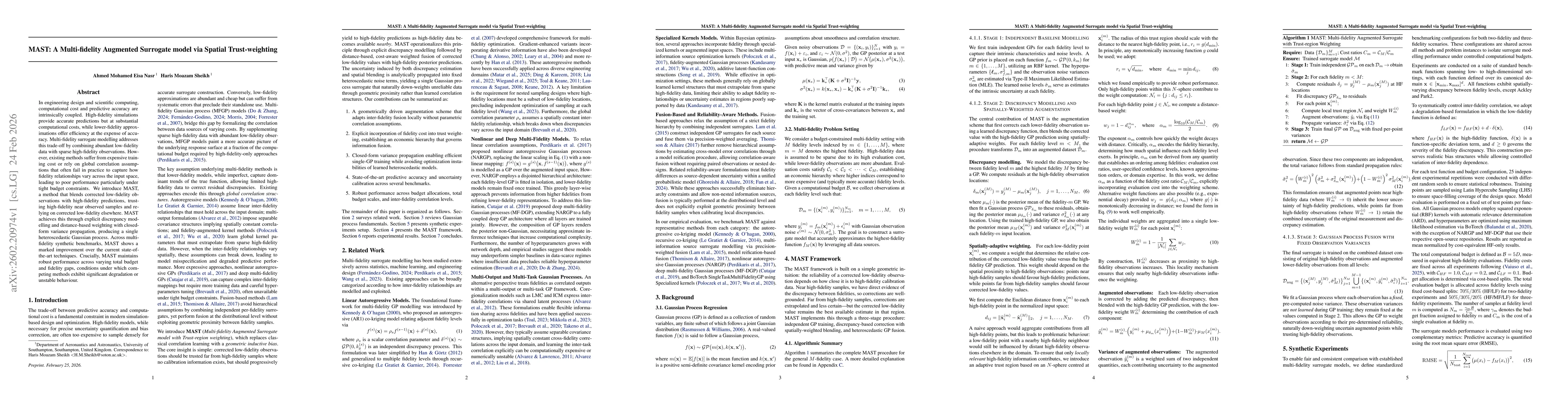 Thumbnail for MAST: A Multi-fidelity Augmented Surrogate model via Spatial Trust-weighting