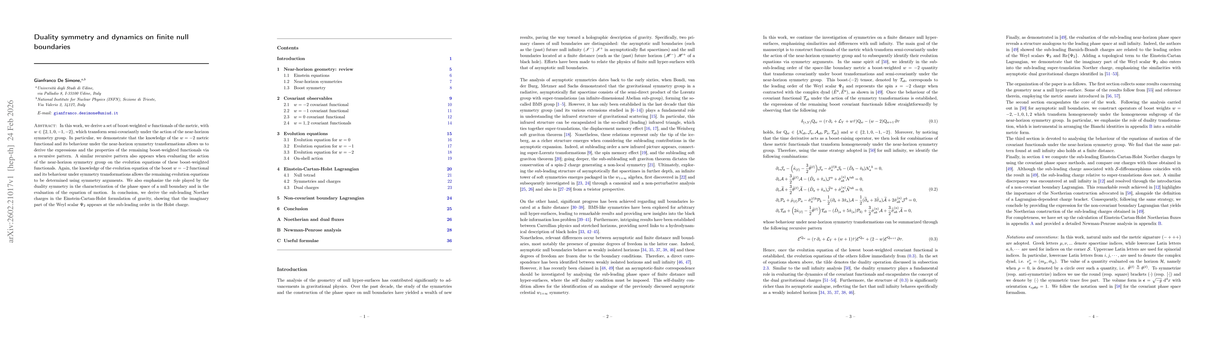 Thumbnail for Duality symmetry and dynamics on finite null boundaries