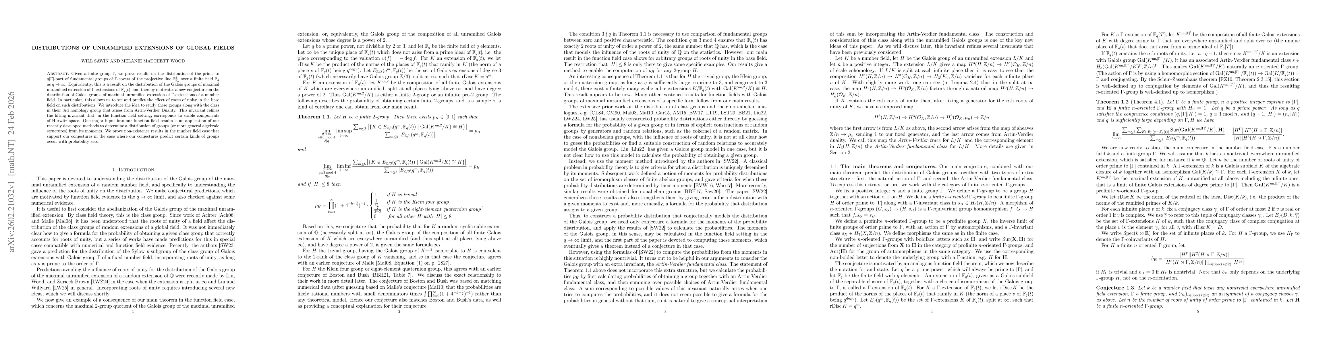 Thumbnail for Distributions of unramified extensions of global fields