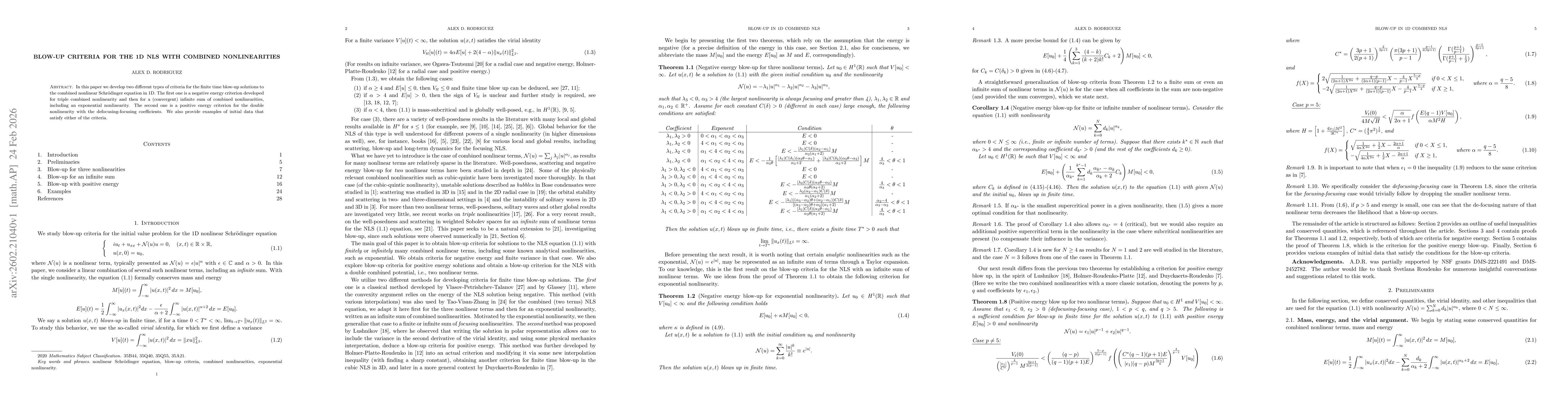 Thumbnail for Blow-up criteria for the 1D NLS with combined nonlinearities