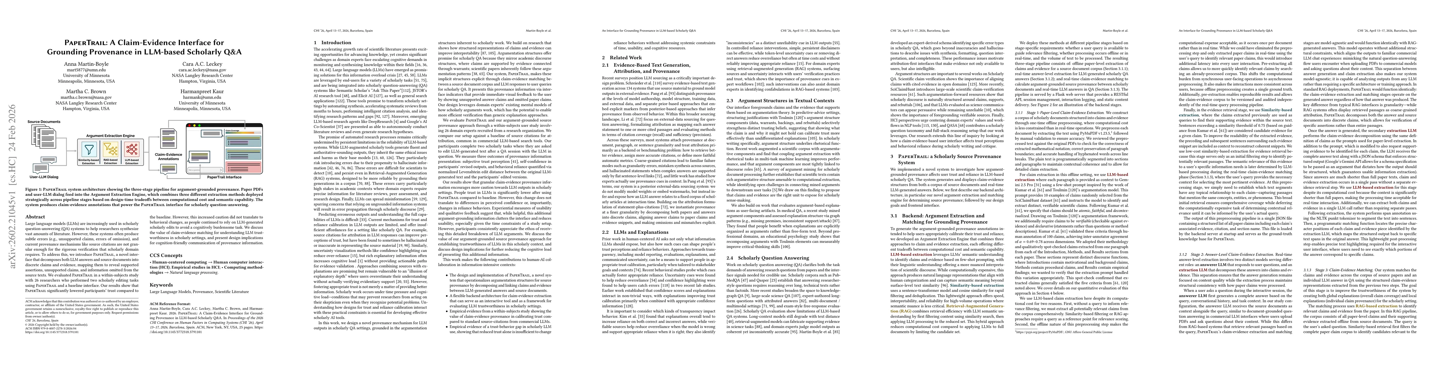 Thumbnail for PaperTrail: A Claim-Evidence Interface for Grounding Provenance in LLM-based Scholarly Q&A
