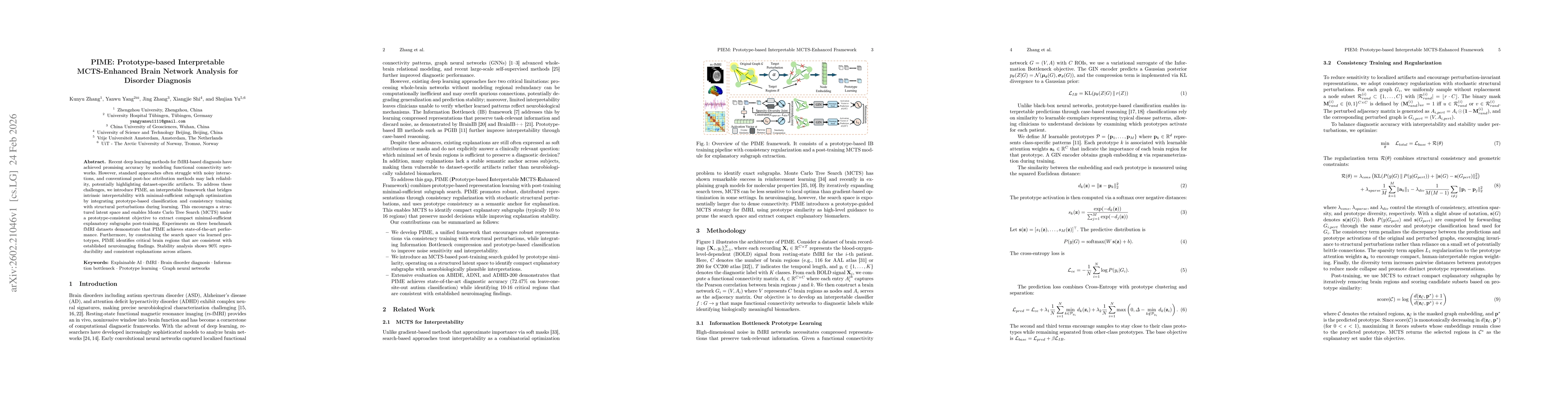 Thumbnail for PIME: Prototype-based Interpretable MCTS-Enhanced Brain Network Analysis for Disorder Diagnosis