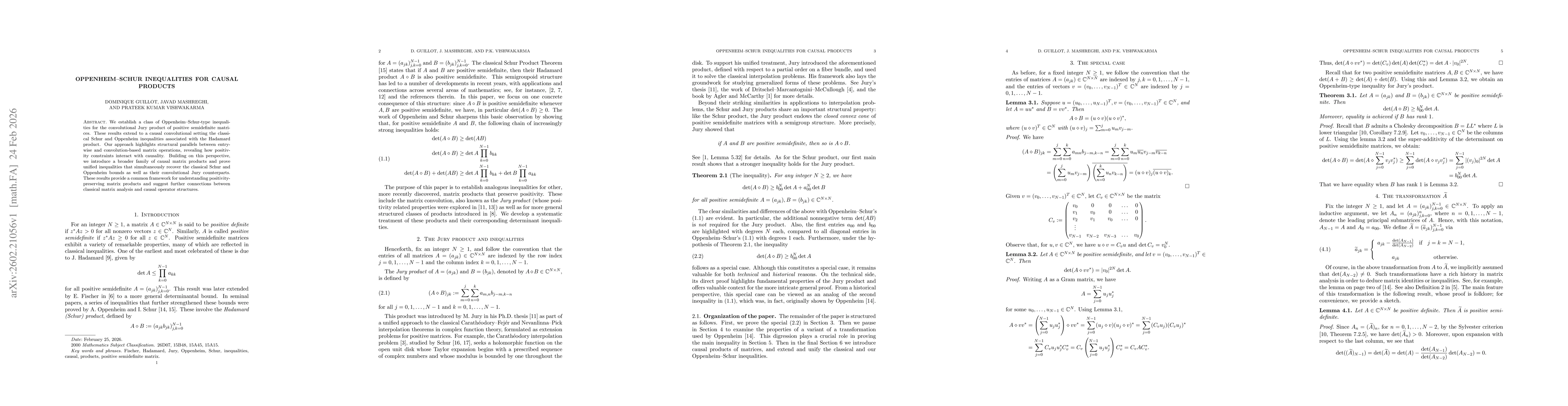 Thumbnail for Oppenheim--Schur inequalities for causal products