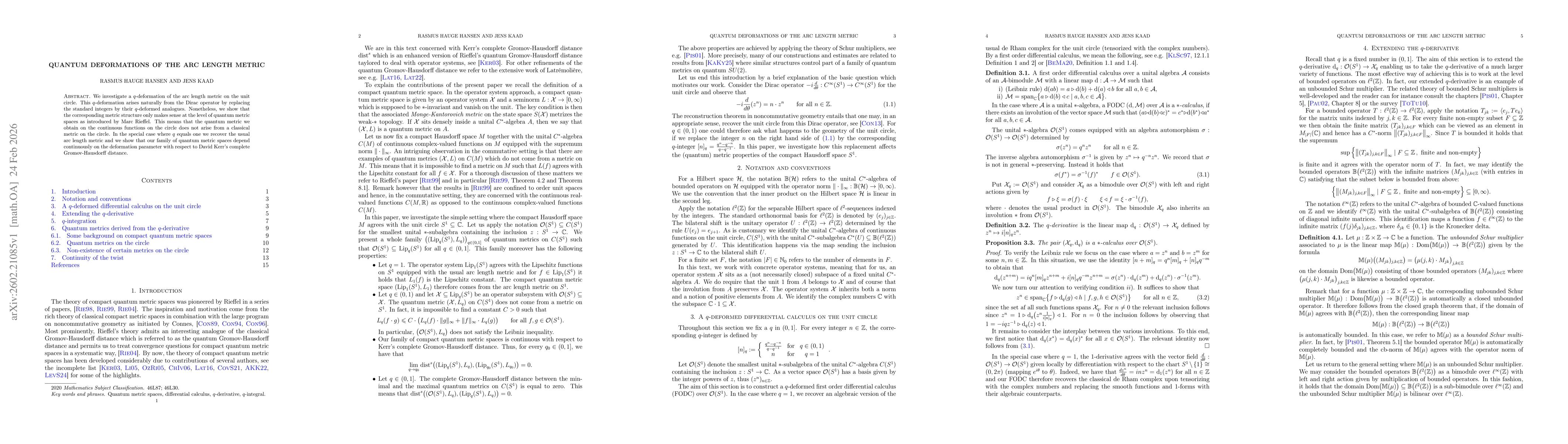 Thumbnail for Quantum deformations of the arc length metric