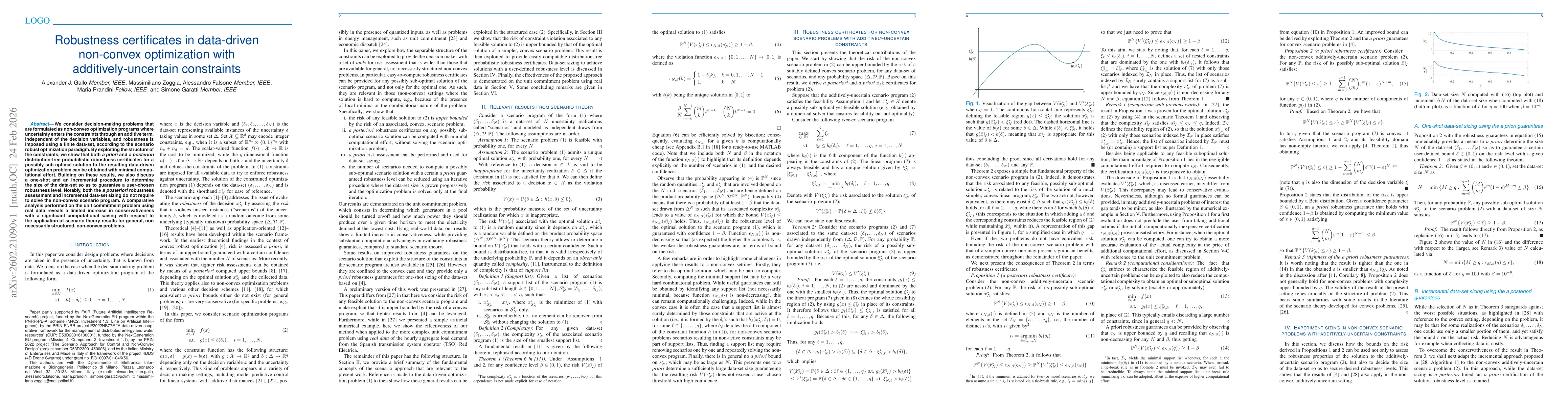 Thumbnail for Robustness certificates in data-driven non-convex optimization with additively-uncertain constraints
