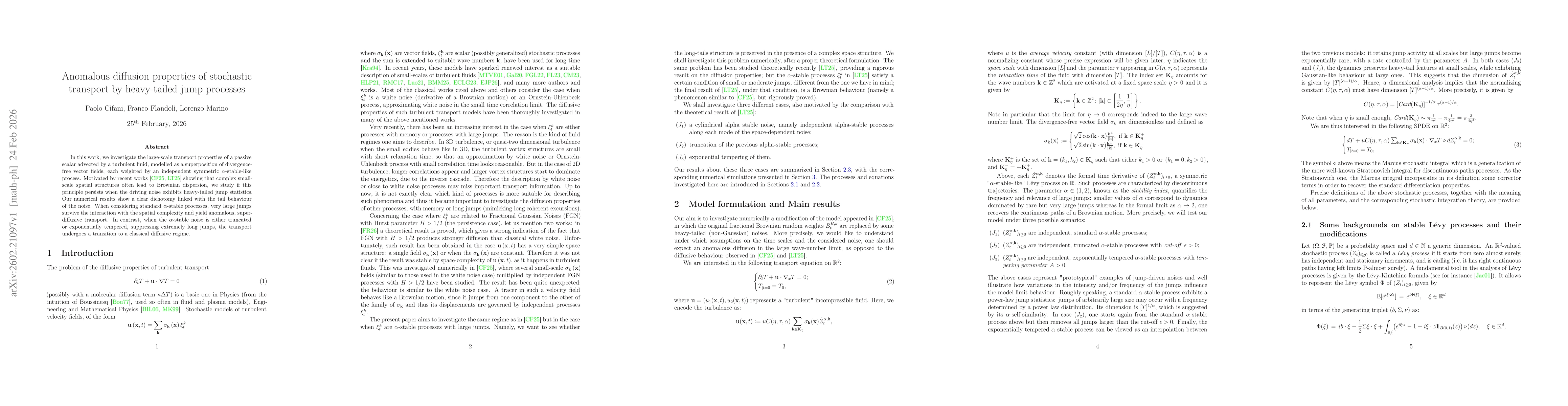 Thumbnail for Anomalous diffusion properties of stochastic transport by heavy-tailed jump processes