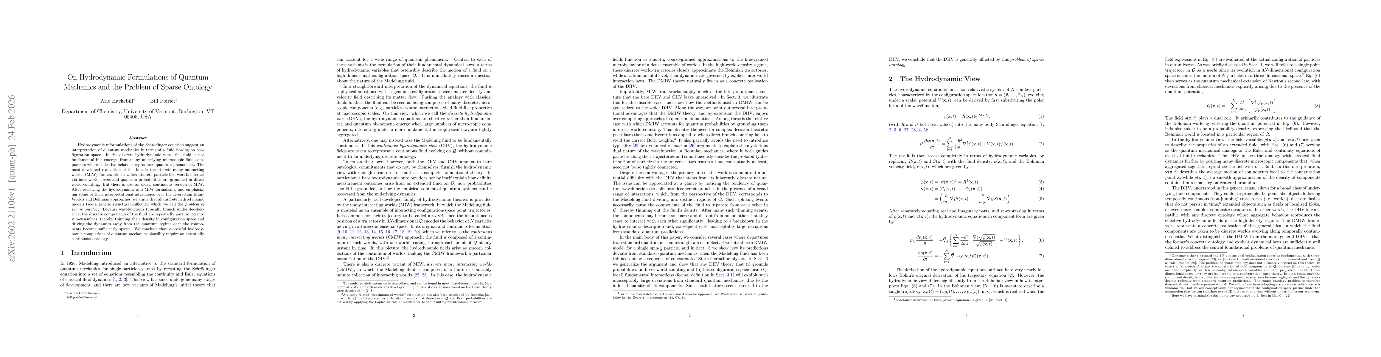 Thumbnail for On Hydrodynamic Formulations of Quantum Mechanics and the Problem of Sparse Ontology