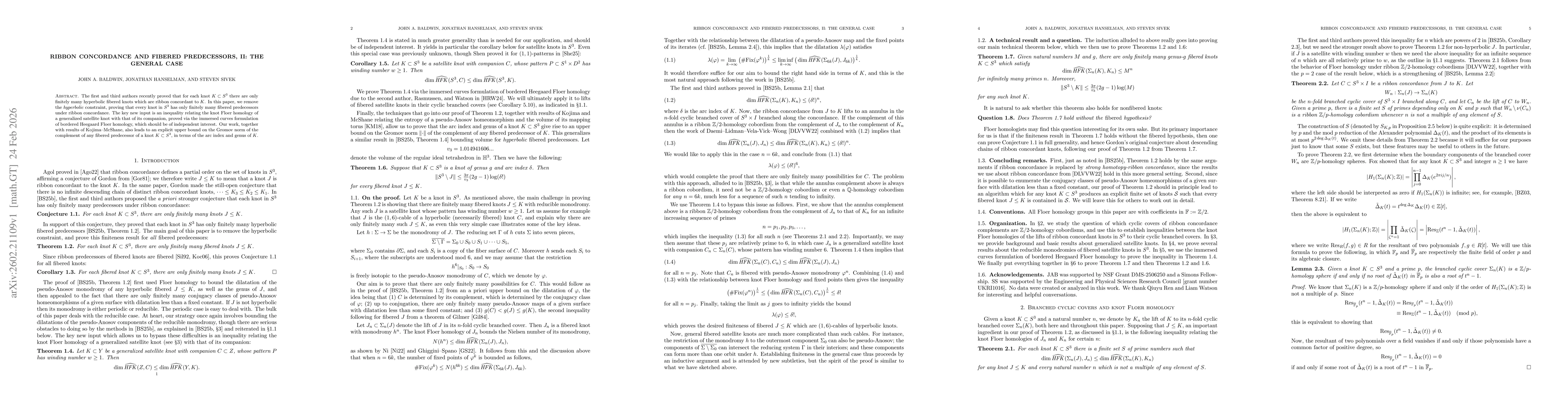Thumbnail for Ribbon concordance and fibered predecessors, II: the general case