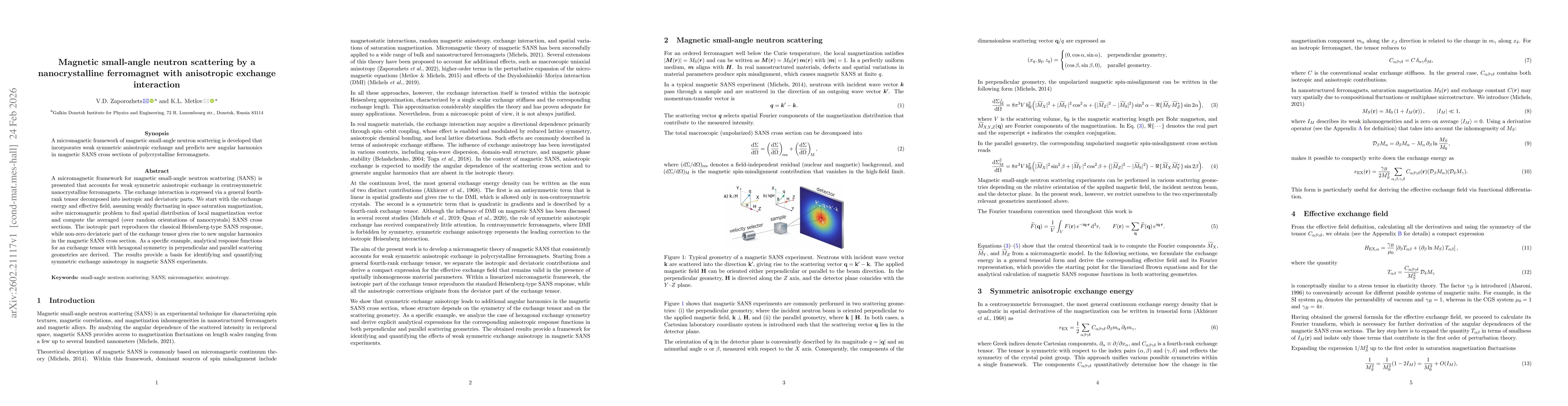 Thumbnail for Magnetic small-angle neutron scattering by a nanocrystalline ferromagnet with anisotropic exchange interaction