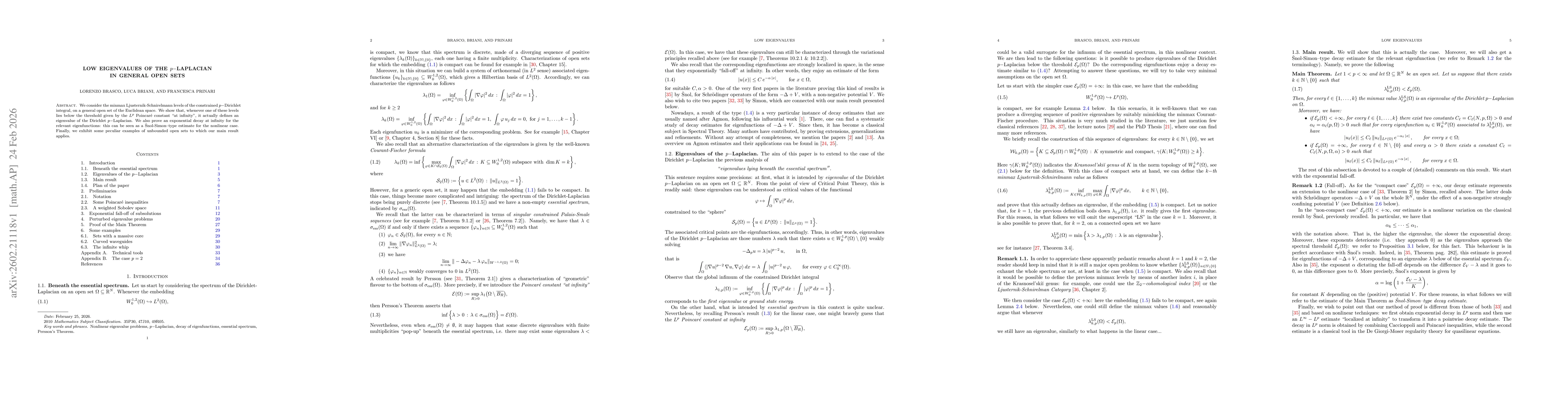 Thumbnail for Low eigenvalues of the $p-$Laplacian in general open sets