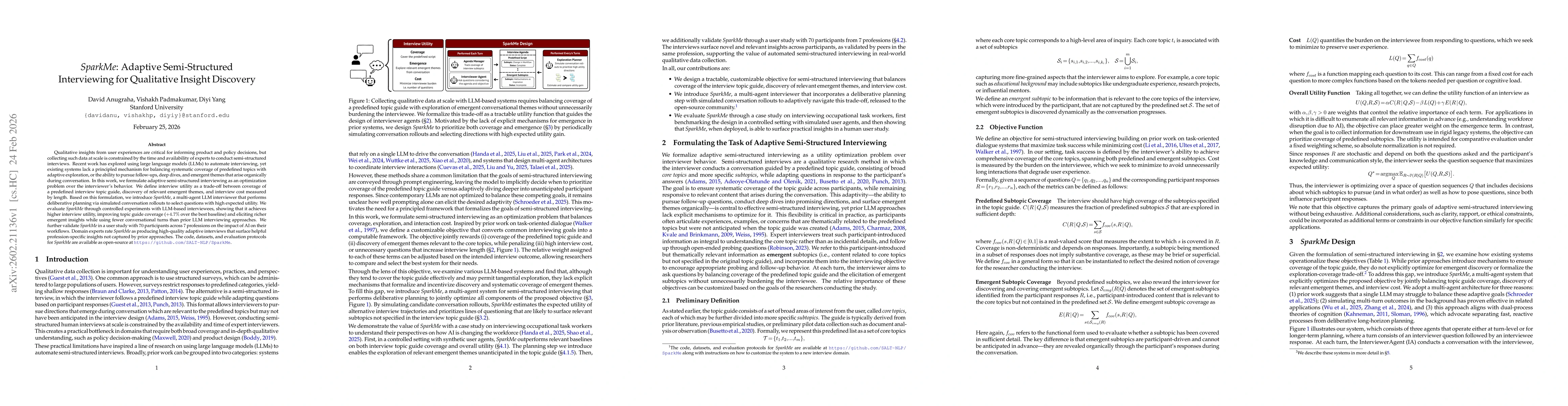 Thumbnail for SparkMe: Adaptive Semi-Structured Interviewing for Qualitative Insight Discovery
