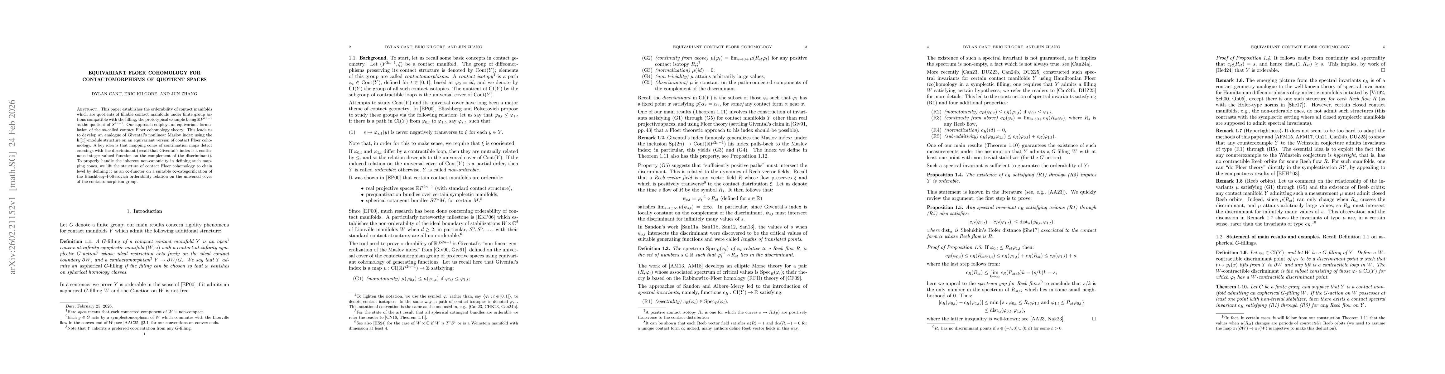 Thumbnail for Equivariant Floer cohomology for contactomorphisms of quotient spaces