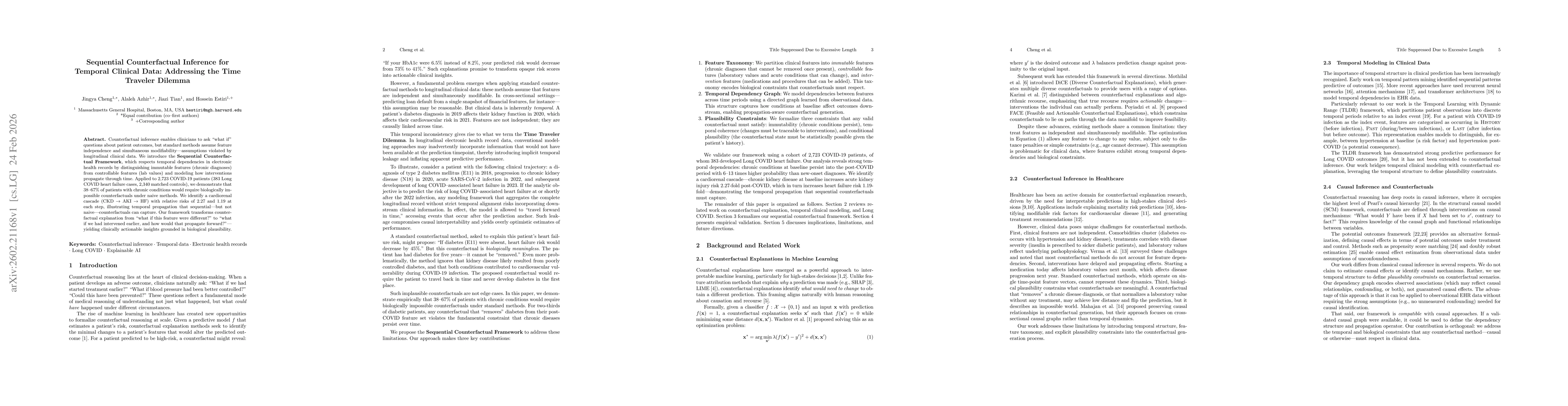 Thumbnail for Sequential Counterfactual Inference for Temporal Clinical Data: Addressing the Time Traveler Dilemma