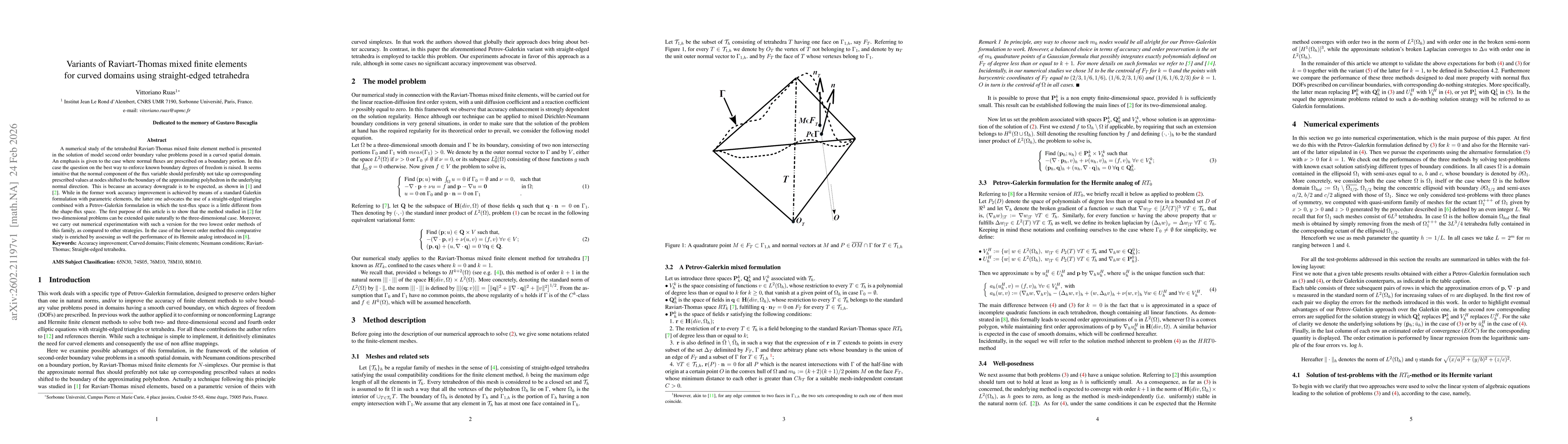 Thumbnail for Variants of Raviart-Thomas mixed elements for curved domains using straight-edged tetrahedra