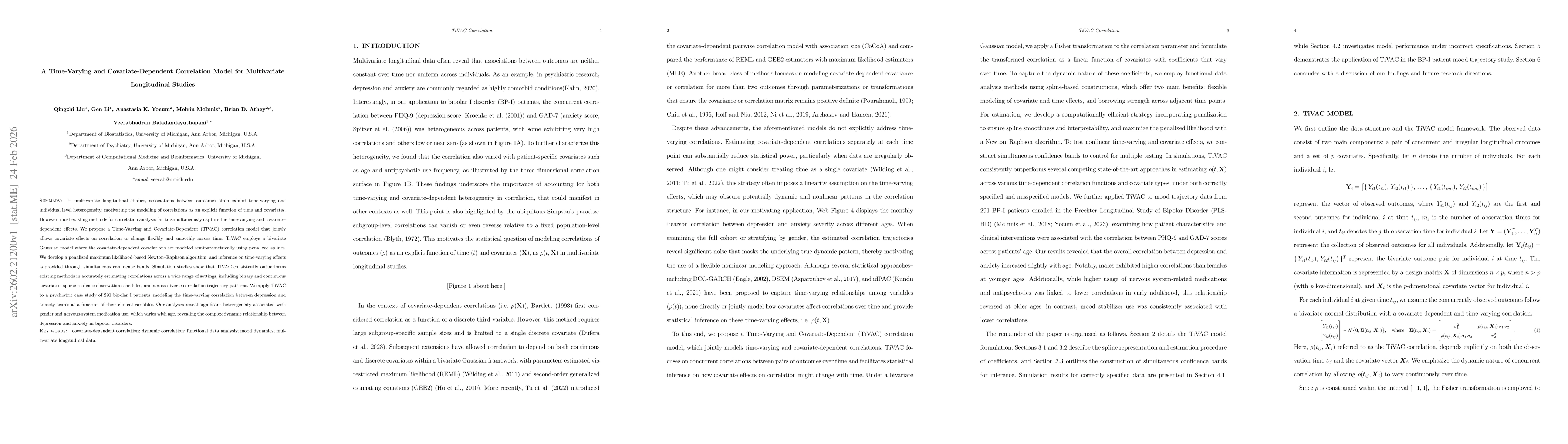 Thumbnail for A Time-Varying and Covariate-Dependent Correlation Model for Multivariate Longitudinal Studies