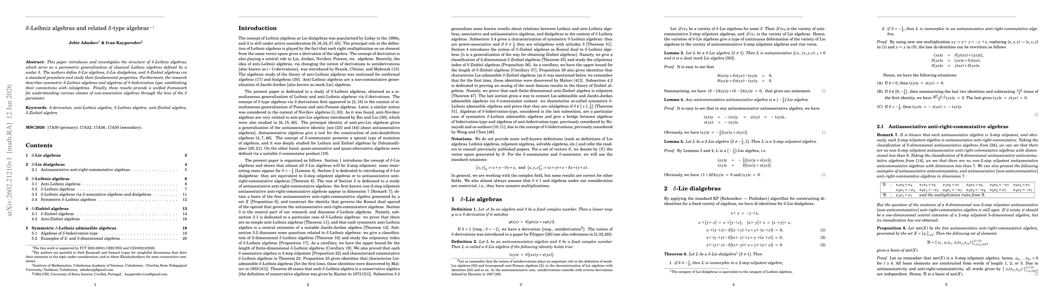 Thumbnail for $δ$-Leibniz algebras and related $δ$-type algebras