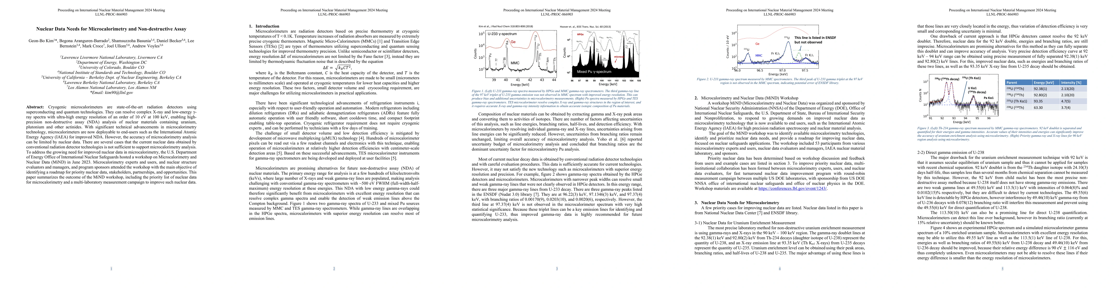 Thumbnail for Nuclear Data Needs for Microcalorimetry and Non-destructive Assay