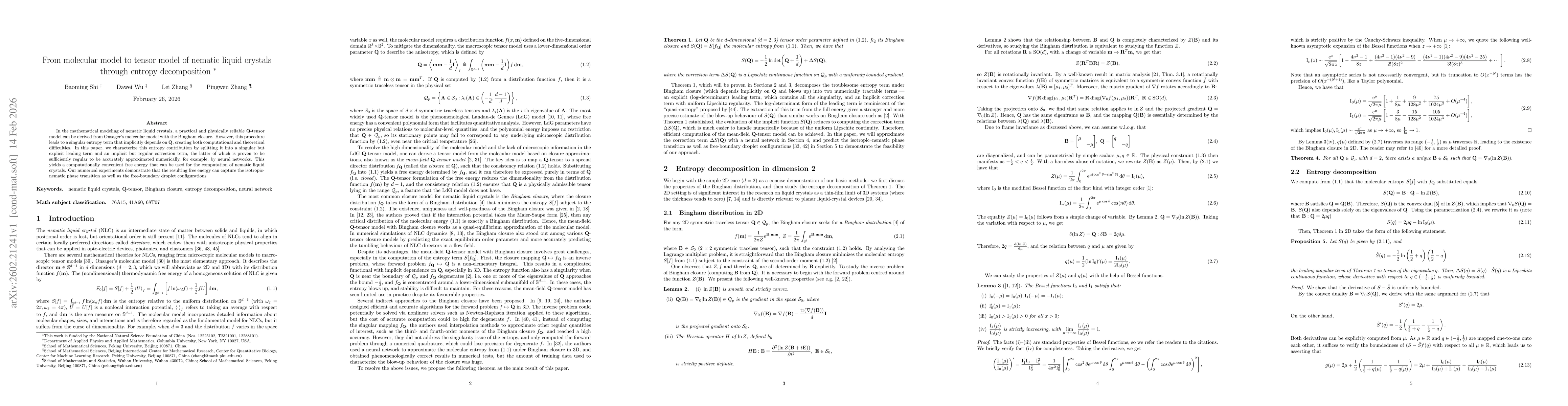 Thumbnail for From molecular model to tensor model of nematic liquid crystals through entropy decomposition