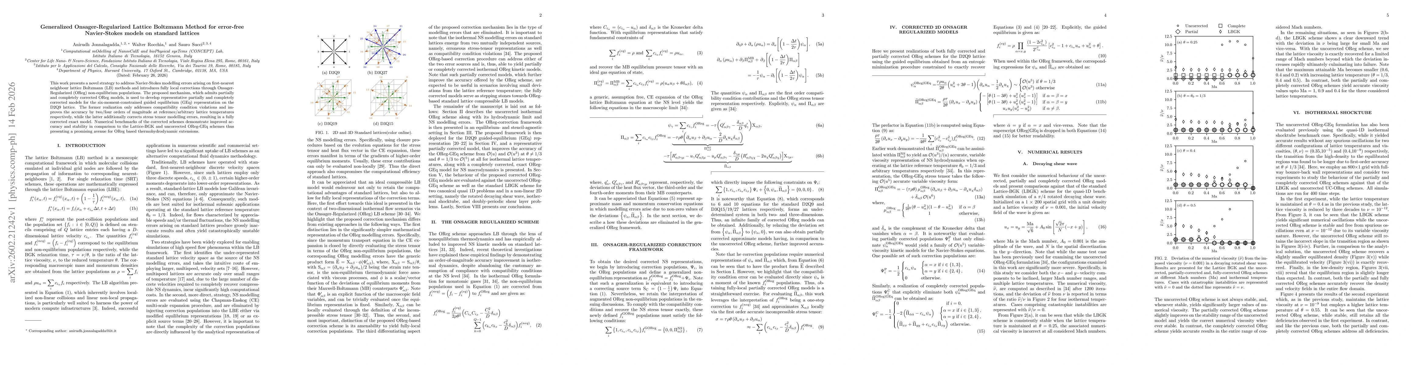 Thumbnail for Generalized Onsager-Regularized Lattice Boltzmann Method for error-free Navier-Stokes models on standard lattices