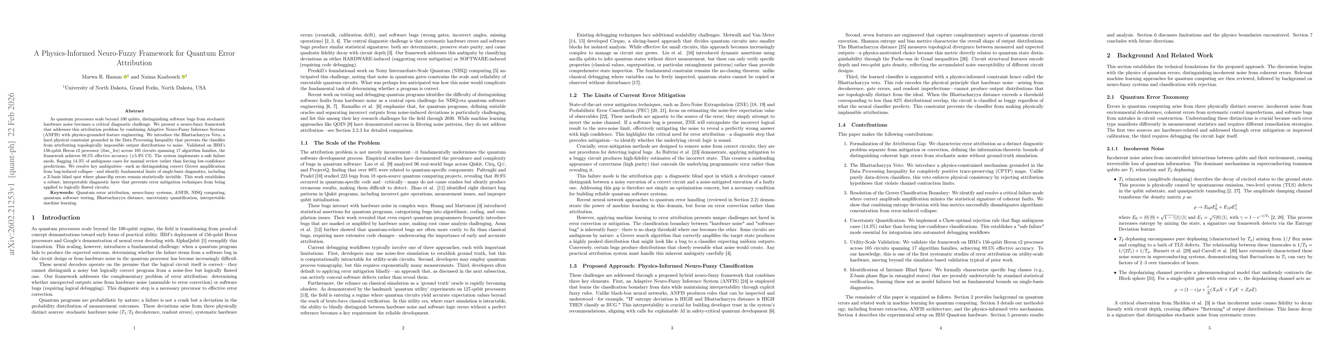 Thumbnail for A Physics-Informed Neuro-Fuzzy Framework for Quantum Error Attribution